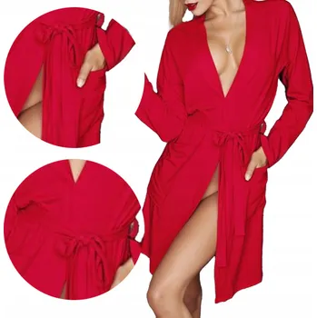 Dámské noční prádlo Tenký župan Župan z viskózy, prodyšný materiál Ines červený L