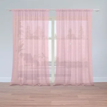 Záclona Sablio Záclony Bílé čárky na růžové: 2ks 150x250cm