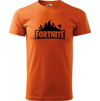 Pánské tričko Sablio Tričko s potiskem Fortnite Pevnost - oranžové S