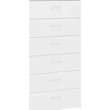 Komoda Bílá komoda se 6 zásuvkami, dřevotřískový materiál, 50x34x96 cm