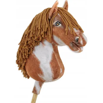 Hobby horsing Hobby Horse Velký kůň na tyči Premium - strakatý tobiano s hnědou hřívou A3
