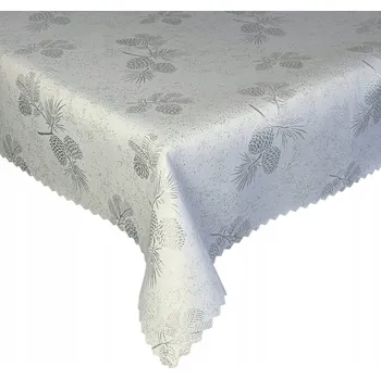 ubrus Ubrus Odolný proti Skvrnám Vánoční Zimní Šišky Bílý Stříbrný 140x200 cm