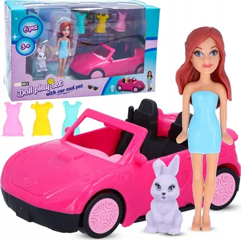 Panenka Panenka s autem a zvířátkem + šaty - hrací sada pro holčičku