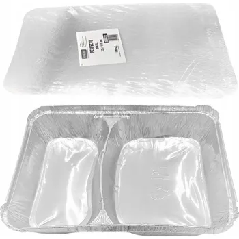 Jednorázové nádobí Hliníková dvoudílná nádoba s víkem, 100 ks