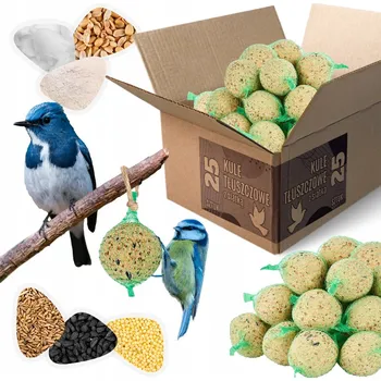 Krmivo pro ptáka LOJOVÉ KOULE PRO PTÁKY KRMIVO PRO VOLNĚ ŽIJÍCÍ PTÁKY 25x90g SMĚS