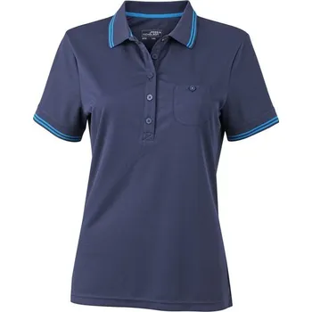 James & Nicholson (Daiber) Dámská sportovní polokošile JN701 - Tmavě modrá / aqua | 2XL