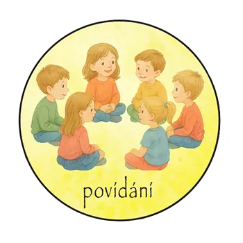 magnetka pro dítě Magnetka pro děti – Povídání, ručně malovaná, 37 mm