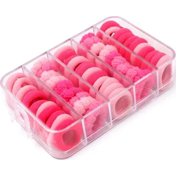 Gumičky do vlasů v boxu - 2 mix růžová