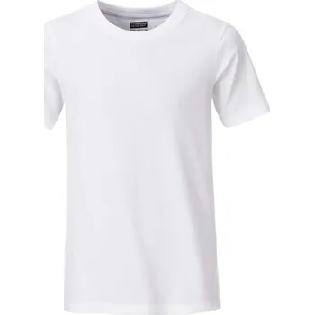 Chlapecké tričko James & Nicholson (Daiber) Klasické chlapecké tričko z biobavlny 8008B - Bílá | S