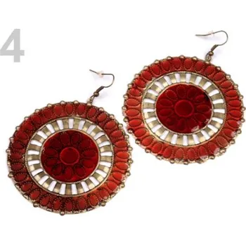 Módní doplněk Náušnice kovové Ø65mm kruhy zdobené (1 pár) - 4 červená jahoda