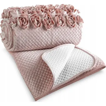 Přehoz na lůžko Přehoz na postel Eurofirany velur 170 cm x 210 cm Roses pudrové růžičky