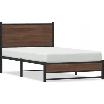 Postel Rám postele ocelový, hnědý dub, 196 x 105 x 91,5 cm s úložným prostorem