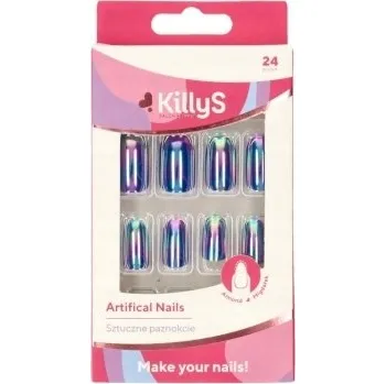 Umělé nehty KILLYS Umělé Nehty Dlouhé Mandlové Modré Holo 24