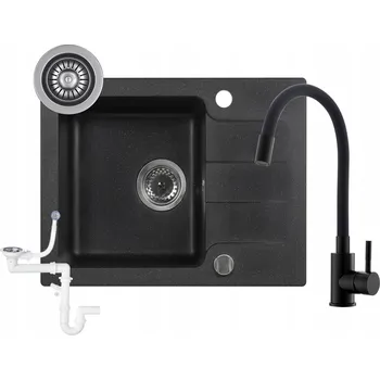 Granitový dřez Jednokomorový granitový dřez Moderno Bari černý