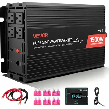 Měnič napětí VEVOR Měnič napětí 1500W Čistá sinusoida s funkcí rychlého nabíjení