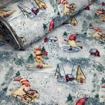 Vánoční bavlněná látka, metráž, šíře 160 cm, vzor Vánoce na Šedém