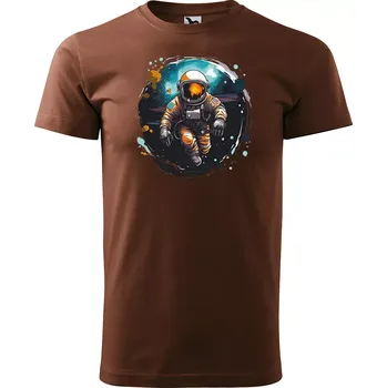 Pánské tričko Sablio Tričko s potiskem Astronaut 1 - hnědé S