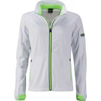 Dámská softshellová bunda James & Nicholson (Daiber) Dámská sportovní softshellová bunda JN1125 - Bílá / jasně zelená | L