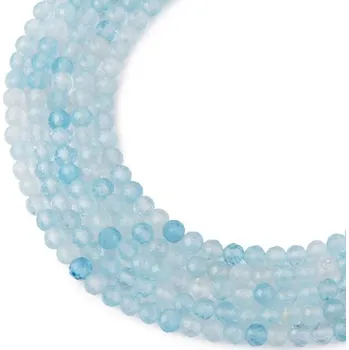 Dětské navlékací korálky Korálky z minerálu Akvamarín AAA 4 mm broušené