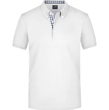 Pánské tričko James & Nicholson (Daiber) Elegantní pánská polokošile JN964 - Bílá / tmavě modrá / bílá | M