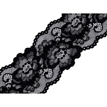 Krajka Elastická krajka / vsadka šíře 80 mm návin 18 METRŮ - 2 černá
