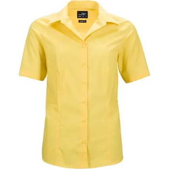 Dámská košile James & Nicholson (Daiber) Dámská košile s krátkým rukávem JN643 - Žlutá | 3XL