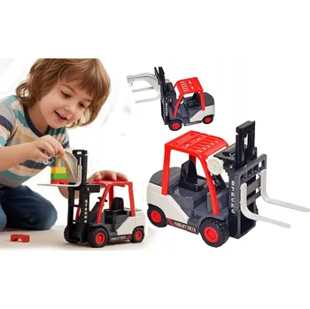 autíčko Vysokozdvižný vozík s hákem, nastavitelný, frikční pohon, 20 cm, ČERVENÝ