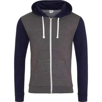 Pánská mikina Just Hoods Pánská mikina Retro Zoodie Tmavě šedý melír / tmavě modrá S