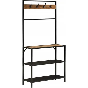 Věšák Věšák na oblečení a boty z masivního mangového dřeva a železným rámem 90x35x180 cm