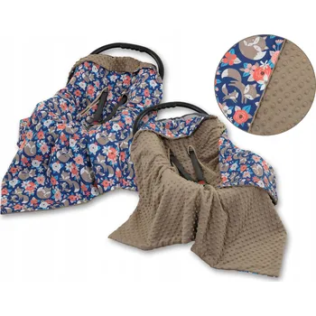 Zavinovačka Oboustranná deka do autosedačky lišky modrá/hnědá