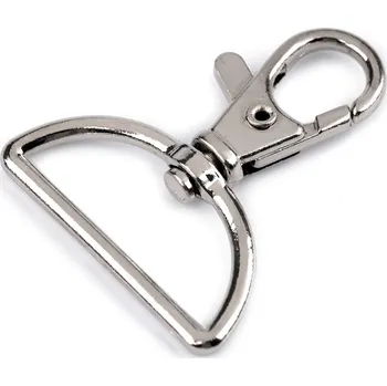 Kovová karabina otočná, průvlek 30 mm, střední, 1 nikl