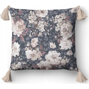 Povlak na dekorativní polštářek Dekorační povlak na polštář 45x45 5387 A grafitový béžový krémový květinový vzor Panama 58