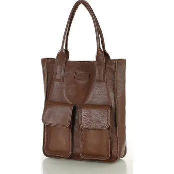 Kabelka Marco Mazzini Značková shopper taška s kapsami MAZZINI; čokoláda