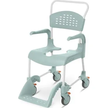Toaletní křeslo Pojízdné toaletní a sprchové křeslo Etac CLEAN—Výška sedu 49 cm, zelená barva