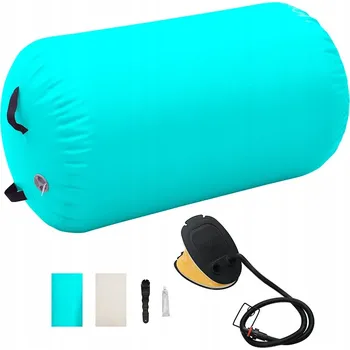 podložka na cvičení Nafukovací válec na cvičení z PVC, zelený, 100 x 60 cm, s nožní pumpou