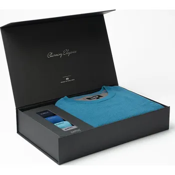 Pánský svetr Set pánského svetru EDGARO Petrol a ponožek v dárkovém boxu