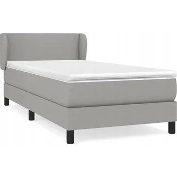 Postel Kontinentální postel světle šedá 203 x 83 x 78/88 cm s matrací 80 x 200 x 2 cm