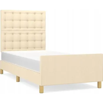 Postel Rám postele s čelem, krémová, 203 x 103 x 118/128 cm