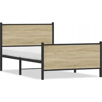 Postel Rám postele ocelový s čelem, dub sonoma, 196 x 105 x 91,5 cm