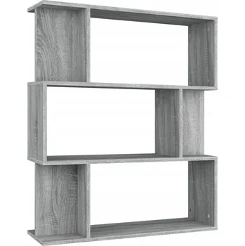 Knihovna Regál na knihy/přepážka, šedý dub sonoma, 80x24x96 cm