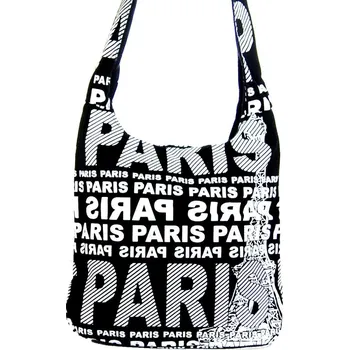 Kabelka Moderní látková crossbody taška PARIS s bílým potiskem