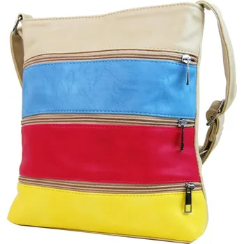 Kabelka Malá béžová crossbody kabelka s pruhy H0439
