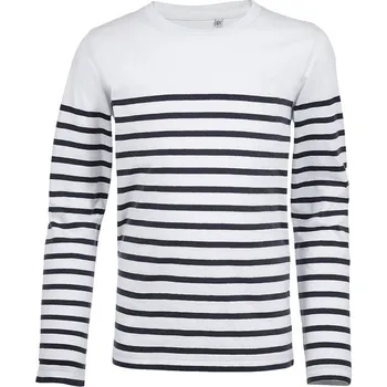 Chlapecké tričko SOL'S Dětské pruhované tričko s dlouhým rukávem Matelot - Bílá / tmavě modrá | 6 let