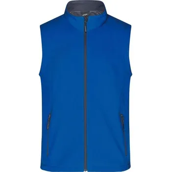 Pánská bunda James & Nicholson (Daiber) Pánská softshellová vesta JN1128 - Modrá / tmavě modrá | L