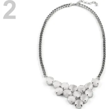 Náhrdelník Kovový náhrdelník kočičí oči - 2 stříbrná