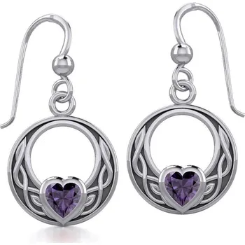 Náušnice KELTSKÉ UZLY s ametystem, stříbrné náušnice