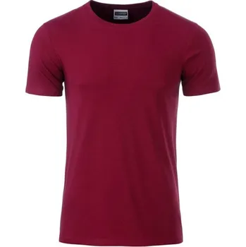Pánské tričko James & Nicholson (Daiber) Klasické pánské tričko z biobavlny 8008 - Vínová | 3XL
