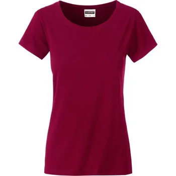 Dámské tričko James & Nicholson (Daiber) Klasické dámské tričko z biobavlny 8007 - Vínová | XS
