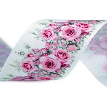Stuha Saténová stuha růže šíře 40 mm 22,5m - 2 růžová - bílá