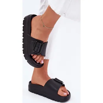 Dámské pantofle Boto Dámské Pěnové Pantofle Na Platformě S Přezkou Viasara Barva: Černá, Velikost: 40